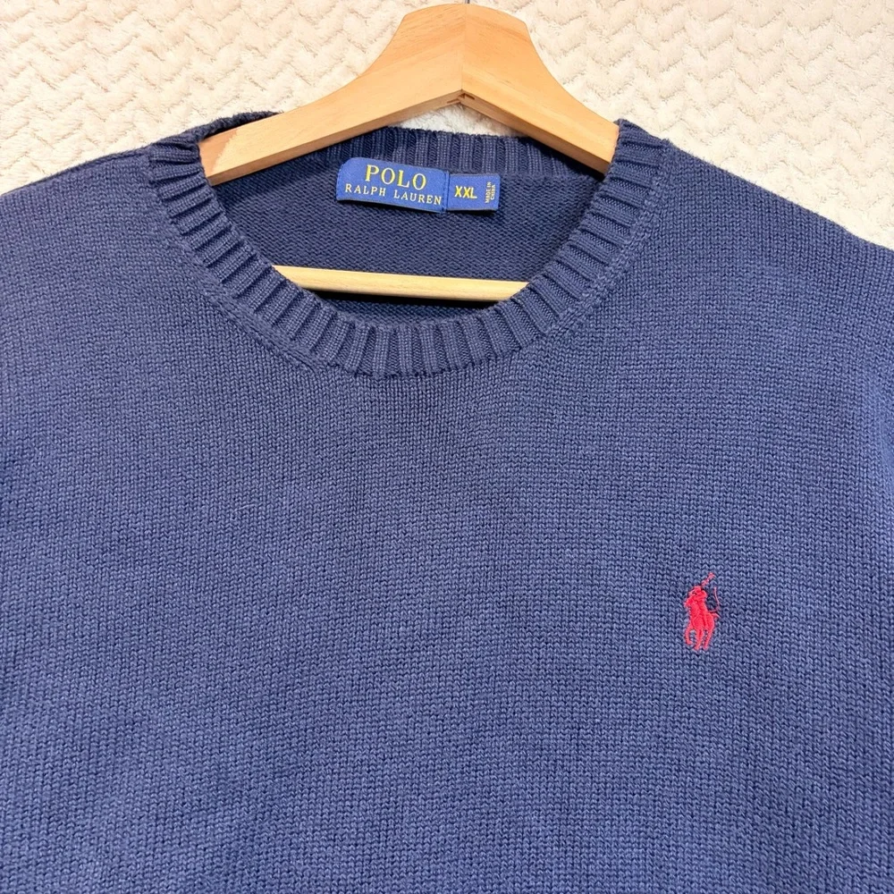 Polo by Ralph Lauren Men's XXL Classic Navy Knit Crewneck Preppy‎ Sweater